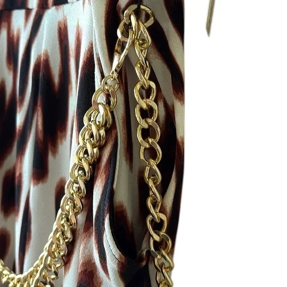 Bold Element Brown and Black Leopard Print Sleeveless Jumpsuit Chain Belt - Picture 15 of 16